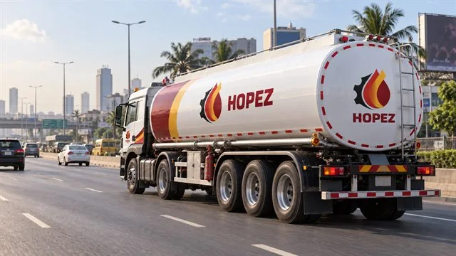 HOPEZ diesel tanker travelling through Lagos to make a delivery
